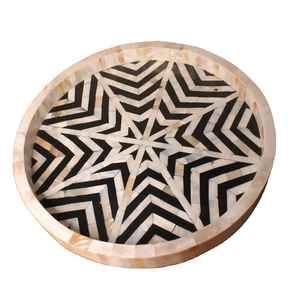 Bandeja de Servicio Moderna de Lujo con Incrustaciones de Resina Artística, Detalles Florales, Acabado Pulido, Vajilla para Servir con Estilo en Eid/Ramadán - Product Image 1