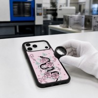 Coque de téléphone magnétique 2-en-1 en PC mat avec motif tatouage rose et serpent pour iPhone 17 Pro Max, 17 Pro, 17 Air