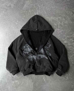 Sweats à capuche pour hommes unisexes personnalisés en coton épais 500GSM vintage vierge sérigraphiés au soleil délavés à l'acide - Product Image 5