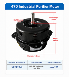 Moteur AC en cuivre FFU470 140 mm avec roue à aubes et couvercle en zinc pour unité de filtre de ventilateur - Product Image 3