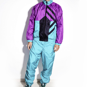 Chándal cortavientos con capucha y patrón de tubería reflectante de dos piezas para hombre, ropa de calle, chaqueta de trabajo personalizable - Product Image 1