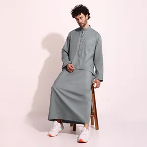 New Hot Sale High End Natural Mulbury Cotton Fabric Saudi Arab Men Wear Thobe Jubba Daffah Kurta