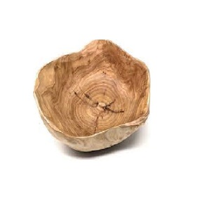Tazón para servir ensalada de madera antigua de La India, proveedor de fabricante superior, tazón de madera Vintage curvo pulido para uso doméstico para alimentos - Product Image 3