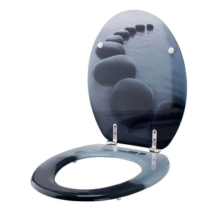 Asiento de inodoro de MDF con diseño de piedras, color negro - Product Image 5