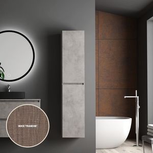 Armadio bagno a colonna di Londra con 2 porte e 2 ripiani in vetro 162x40x32cm noce Tranche Color confezione da 1 - Product Image 4