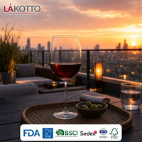 LAKOTTO Verre à vin en cristal transparent de 450 ml, bol arrondi pour service d'eau et de jus, verrerie en gros, logo personnalisé, partenaire