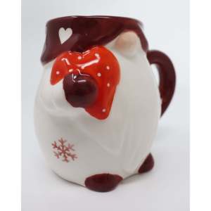 Taza Gnomo 3D Roja y Blanca, Diseño Novedoso de Gres, Apta para Microondas y Lavavajillas, Ecológica, Capacidad de 400 ml con Tapa - Product Image 4