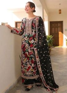 La mejor calidad mujeres indias paquistaníes 3 piezas gasa Salwar Kameez fiesta vestido de novia último diseño ropa de moda - Product Image 4