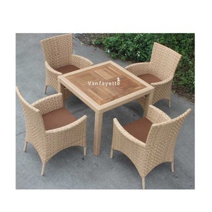<strong>4</strong> <strong>Seater</strong> Patio Outdoor Dining <strong>Bistro</strong> <strong>Set</strong> Aluminum Frame Patio Furniture <strong>Set</strong> With Teak Decor Table - Product Image 5