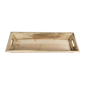Hot Selling Wooden Serving <b>Tray</b> With <b>Black</b> Coated Handle new Serving <b>Tray</b> For Serving Food New Serving Platter - Product Image 1