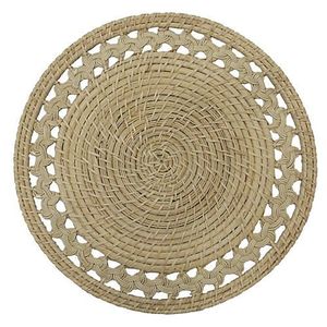 Prix d'usine, tapis de table rond en jacinthe d'eau de style classique artisanal, tapis de table en paille tressée en rotin - Product Image 2