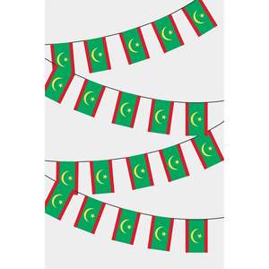 Guirlande de drapeaux rectangulaires de la Mauritanie pour les célébrations du Ramadan - Product Image 1