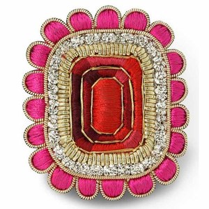 Embroidered Brooch <b>Pin</b> <b>Clothes</b> Bag Love Red Lips Indian Silk Handmade Badge Fabric Material Sew-On and <b>Pin</b>-On Options Available - Product Image 3