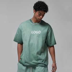 เสื้อยืดโอเวอร์ไซส์สไตล์สตรีทแวร์ ยูนิเซ็กส์ ผ้าคอตตอนหนา ล้างสีแบบแอซิดวอช รุ่นใหม่ปี 2026 สำหรับผู้ชาย |   กราฟิกโลโก้แบบกำหนดเองสไตล์วินเทจ - Product Image 1