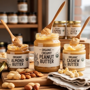 เนยถั่วออร์แกนิกแบบขายส่ง คุณภาพพรีเมียม สำหรับคนรักสุขภาพ ผลิตจากถั่วลิสง อัลมอนด์ เม็ดมะม่วงหิมพานต์  รับผลิตและส่งออก - Product Image 3