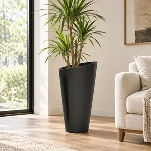 Jardinière conique en fibre de verre à rebord incliné Fida - Product Image 3