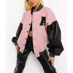 Chaqueta transpirable de béisbol con logotipo personalizado al por mayor, chaqueta de talla grande de Color personalizado, chaqueta universitaria para mujer de alta calidad, novedad de 2025 - Product Image 4