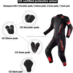 Traje de Motocicleta de Cuero Personalizado para Hombre, Negro y Rojo, Mono de MotoGP con Protectores Homologados CE, Traje de Carreras de Cuero para Motocicleta - Product Image 4