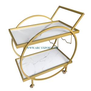 Carrito de servicio de comida y postre decorativo para el hogar más vendido Carrito de servicio de comida grande de lujo de 2 niveles más vendido de la India - Product Image 5