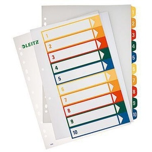 Leitz Extra Wide DIN <b>A4</b> Number Register Multicolor Polypropylene File <b>Folder</b> Accessory with Numbers 1-10 - Product Image 1