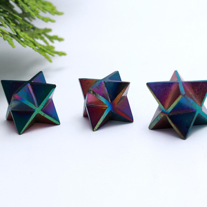 Quartz naturel Merkaba étoile cristal porte-clés vert obsidienne cristal rideau étoile anis obsidienne Spitzen charmant pendentifs breloques - Product Image 1