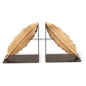 Wholesale Bulk Selling <b>White</b> Color Powder Coated Base Stand Vertical <b>Metal</b> Bookends With High Grade Gold Plated Unique Designer - Product Image 2