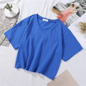 เสื้อครอปสีล้วนสำหรับผู้หญิงเสื้อครอปผ้าฝ้ายระบายอากาศใส่ลำลองทันสมัยสำหรับฤดูร้อน - Product Image 2