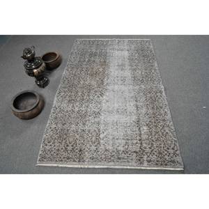 พรมตุรกีโบราณ3.8 x 6.2ft ขนแกะสีเบจสีเทาทำด้วยมือผืนใหญ่สี่เหลี่ยมผืนผ้าลายเย็บปะติดปะต่อกันสำหรับห้องโถงห้องยางพารารุ่นใหม่ - Product Image 1