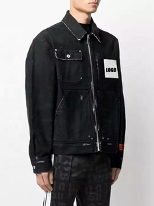 Fabricant OEM sur mesure de vestes en jean pour hommes vestes décontractées vintage décontractées en coton tissé zippées à poches multiples - Product Image 2