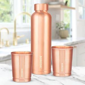 Eco-Friendly Stylish <b>Metal</b> Copper <b>Water</b> <b>Bottle</b> Smooth Finished for Gifting Traveling and Supporting Wellness Lifestyle - Product Image 3