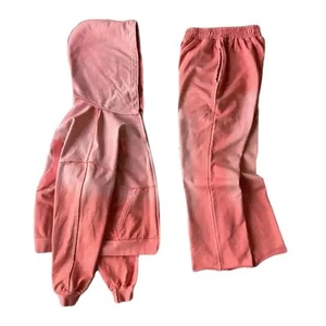 Custom Logo Sun Faded Acid Wash Fleece <b>Oversized</b> Training Wear Sweatsuits <b>Sweatpants</b> And Zip Up Hoodie Set Tracksuit For Men - Product Image 5