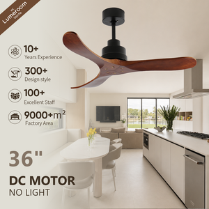 36 Inch <b>Ceiling</b> <b>Fan</b> Without Light, 3 Solid Wood Blades, Downrod Mount, <b>Remote</b> <b>Control</b>, DC Motor for Bedroom Living Room - Product Image 1