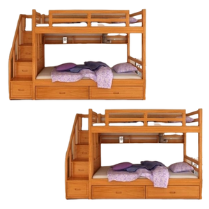 Litera de cama doble de madera maciza de teca para muebles para niños con almacenamiento precio directo de fábrica al por mayor - Product Image 4