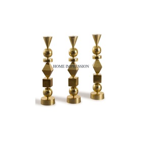Set of 3 Mirror Polished Metal <b>Brass</b> Candle <b>Holders</b> Home and Restaurant Table Decoration <b>Candlestick</b> Candle Stand and <b>Holder</b> - Product Image 1