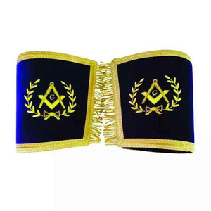 Puños de guanteletes de mano de la mejor calidad bordados con flecos Regalia masónica regalos artesanías de Metal - Product Image 3