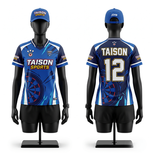 Custom Sublimation <b>Dart</b> Jersey 160 GSM Interlock Polyester Blue Navy Panel Design Custom Logo Team Wear - Product Image 1
