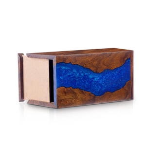 Handcrafted Rosewood & Blue Resin Cremation Urn: Elegant <b>Memorial</b> <b>Keepsake</b> - Product Image 5