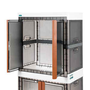 3886-3 3T Hokori <b>Collapsible</b> Storage Cabinet Three-Tier Plastic <b>Wardrobe</b> with Wheels and Side Handles for Clothing and Home Use - Product Image 5