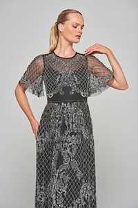 Vestidos de noche de fiesta elegantes para mujer Nuevo polymesh Mangas cortas delgadas con decoración de lentejuelas - Product Image 5