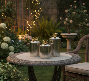 Luxury Handcrafted Stainless Steel Eco-Friendly Kitchen Canisters Silver Food Storage Gold <b>Butterfly</b> <b>Top</b> for Party Tableware - Product Image 1