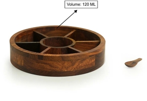 The Dancing Peacock Hand <b>Carved</b> Spice Box With <b>Spoon</b> in Sheesham Wood 7 Partitions spice container with <b>spoon</b> wooden - Product Image 2