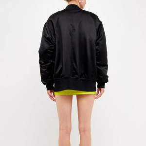 New Style Wholesale Custom Satin Bomber <b>Jacket</b> for Women Breathable Quick Dry Regular Fit Full Length Custom Colors & Logo - Product Image 2