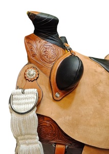 Sillín occidental de caballo de cuero genuino de calidad superior Sillín occidental de carreras de barril para montar a caballo - Product Image 3