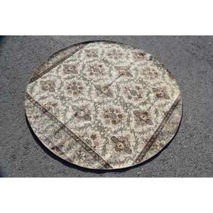 Traditional Beige Brown Wool <b>Rug</b> with Latex Backing Classic Vintage Turkish Style 5.5'x5.5' for Teen Rectangle <b>Hallway</b> Pattern - Product Image 2