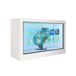 55" LCD transparent advertising display box durable transparent lcd display cabinet