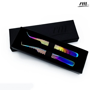 Pince à épiler multi-cils personnalisée de haute qualité RMI avec emballage de boîte noire 2 pièces et ensemble de 2 points différents - Product Image 6