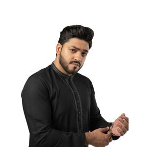 Kurta Nadeem CLk-18, Kameez Shalwar para Hombre, Color Negro Sólido, Formal, para Bodas y Fiestas, Manga Larga, Lavable, Corte Personalizado - Product Image 5