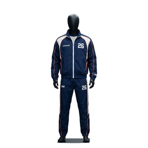 Ensemble de survêtement personnalisé streetwear grande taille hiver, veste zippée unie et pantalon large, coupe-vent en nylon unisexe - Product Image 2