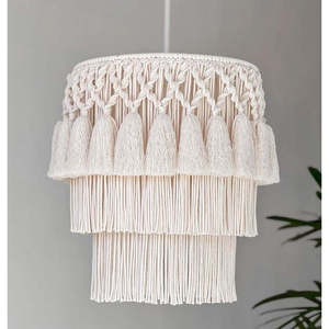Lámpara de Techo Boho de Macramé con Borlas, Luz Blanca Cálida 3000K CCT para Restaurante y Isla de Cocina, Alimentación CA - Product Image 1