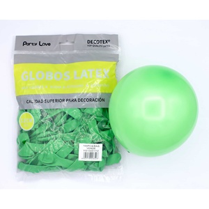 Globos de Látex Party Love de 12 cm, Verdes, Bolsa de 100 Unidades, Artículos Decorativos para Fiestas - Product Image 1